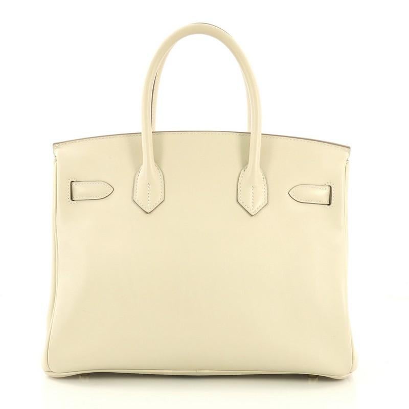 Women's or Men's Hermes Birkin Handbag Craie Swift with Gold Hardware 30