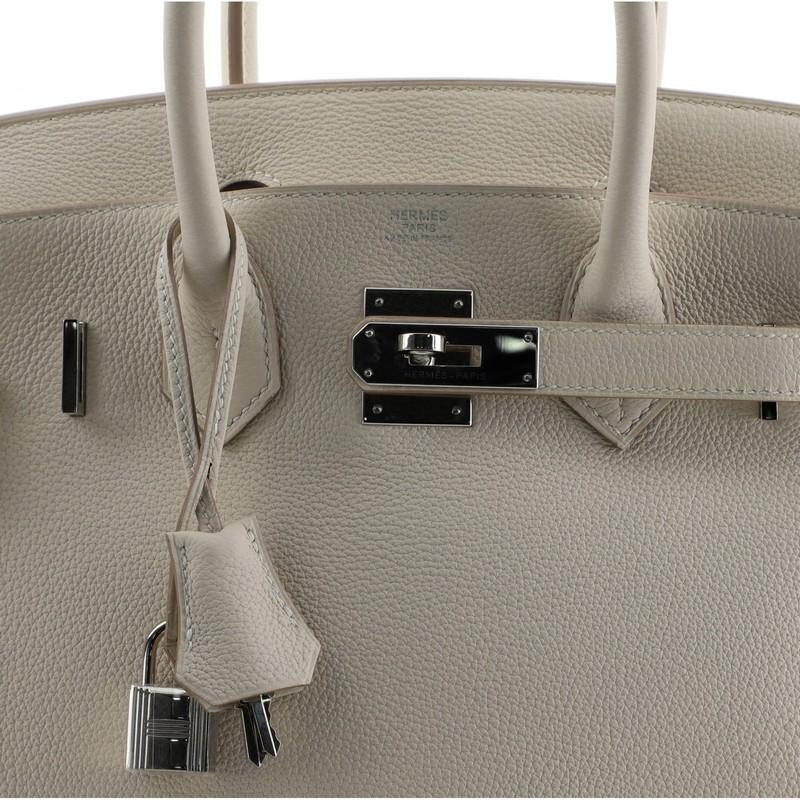 Women's or Men's Hermes Birkin Handbag Craie Togo With Palladium Hardware 30
