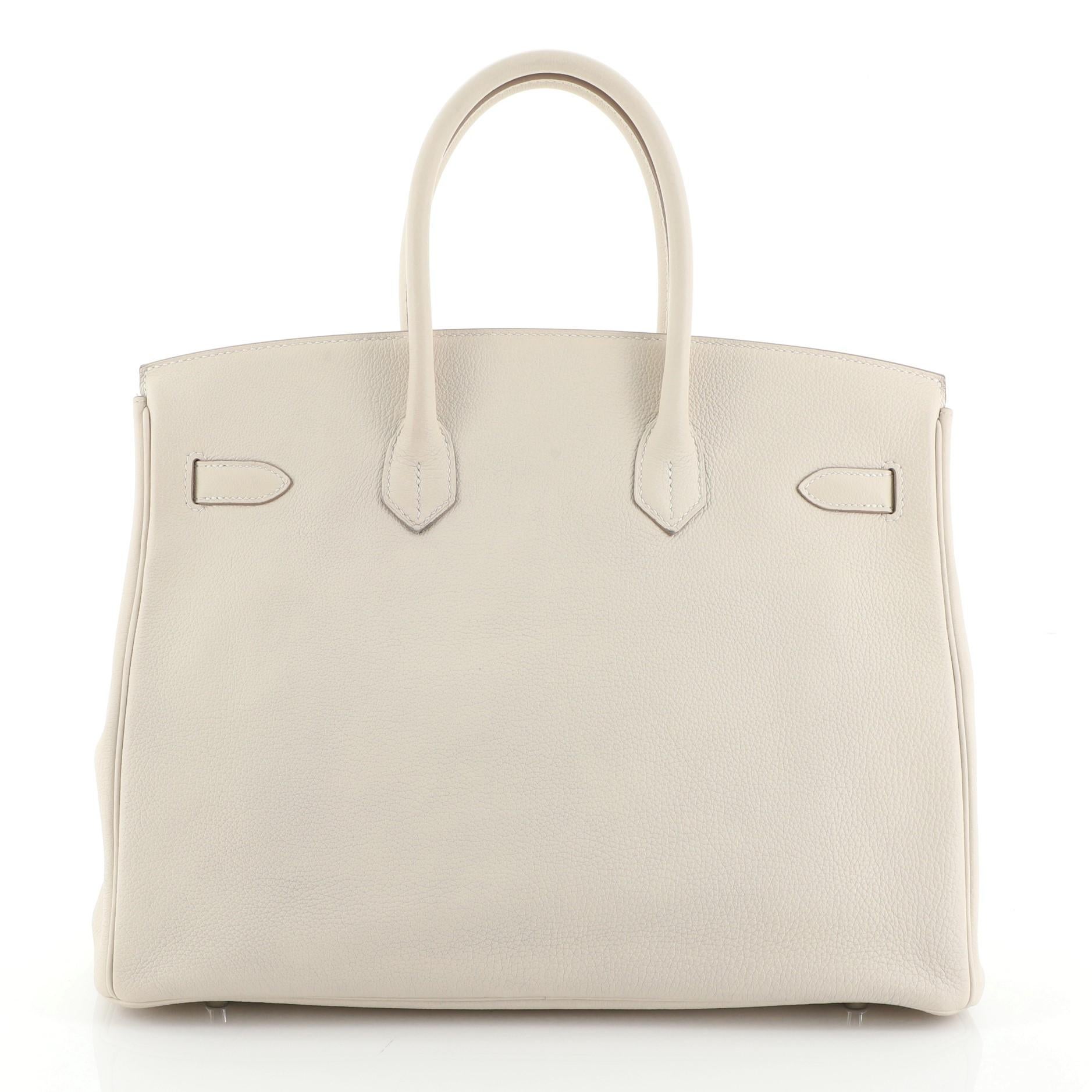 Hermes Birkin Handbag Craie Togo With Palladium Hardware 35  In Good Condition In NY, NY
