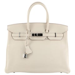 Hermes Birkin Handbag Craie Togo With Palladium Hardware 35