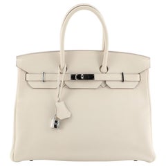 Hermes Birkin Handbag Craie Togo With Palladium Hardware 35 