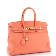 Hermes Birkin Handbag Crevette Clemence with Gold Hardware 35