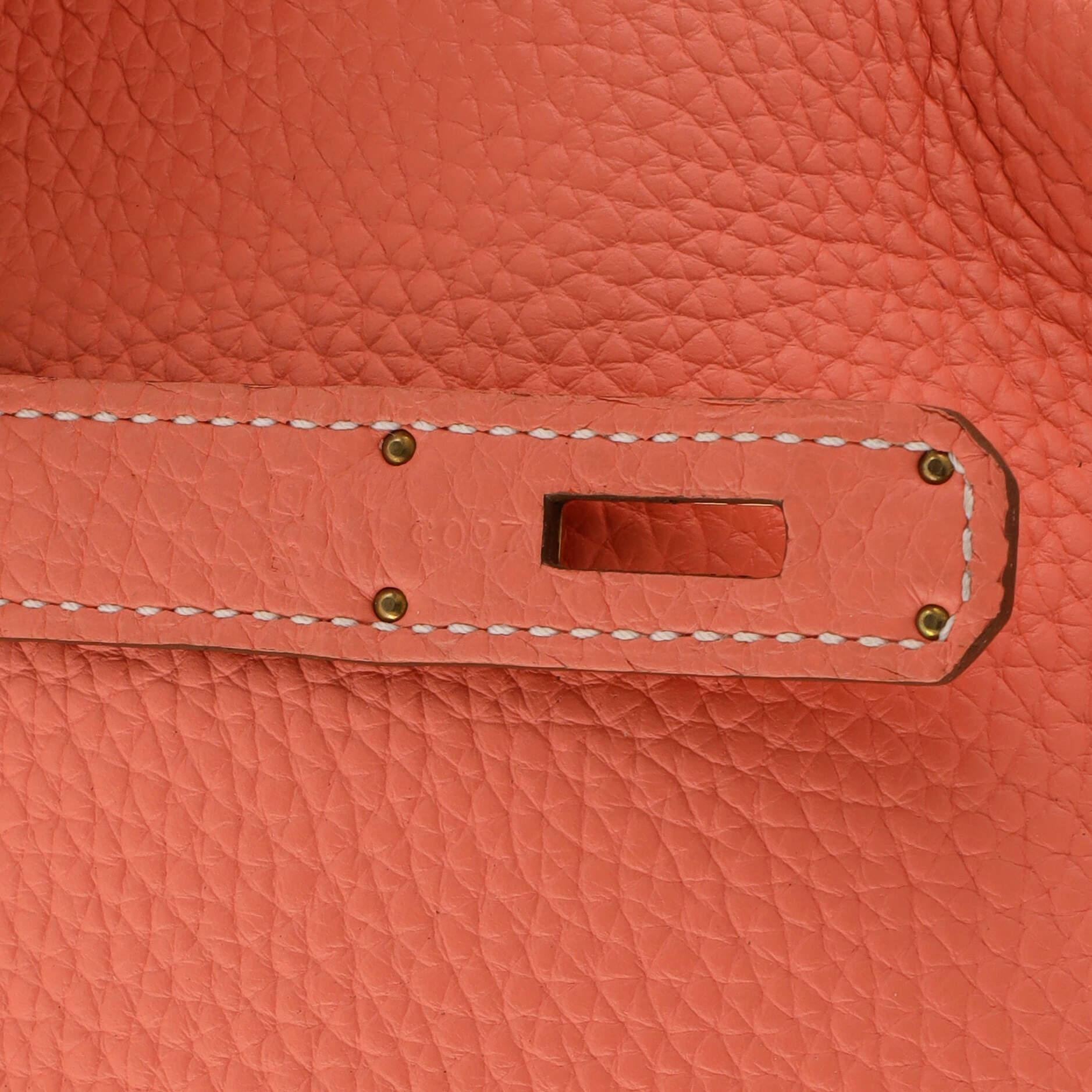 Hermes Birkin Handbag Crevette Clemence with Gold Hardware 35 For Sale 5
