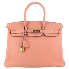 Hermes Birkin Handbag Crevette Clemence With Gold Hardware 35
