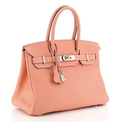 Hermes Birkin Handbag Crevette Clemence with Palladium Hardware 30