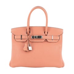 Hermes Birkin Handbag Crevette Clemence with Palladium Hardware 30