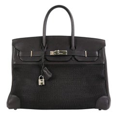 Sac à main Hermès Birkin Crinoline et Noir Barenia avec matériel Palladium 35