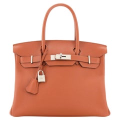 Hermès Birkin Handtasche Cuivre Novillo mit Palladiumbeschlägen 30