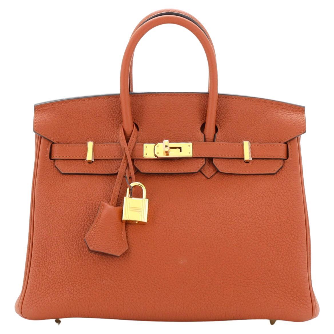 Hermès - Sac à main Birkin Cuivre Togo avec finitions métalliques dorées 25