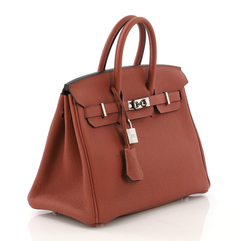 Brown Hermes Birkin Handbag Cuivre Togo with Palladium Hardware 25