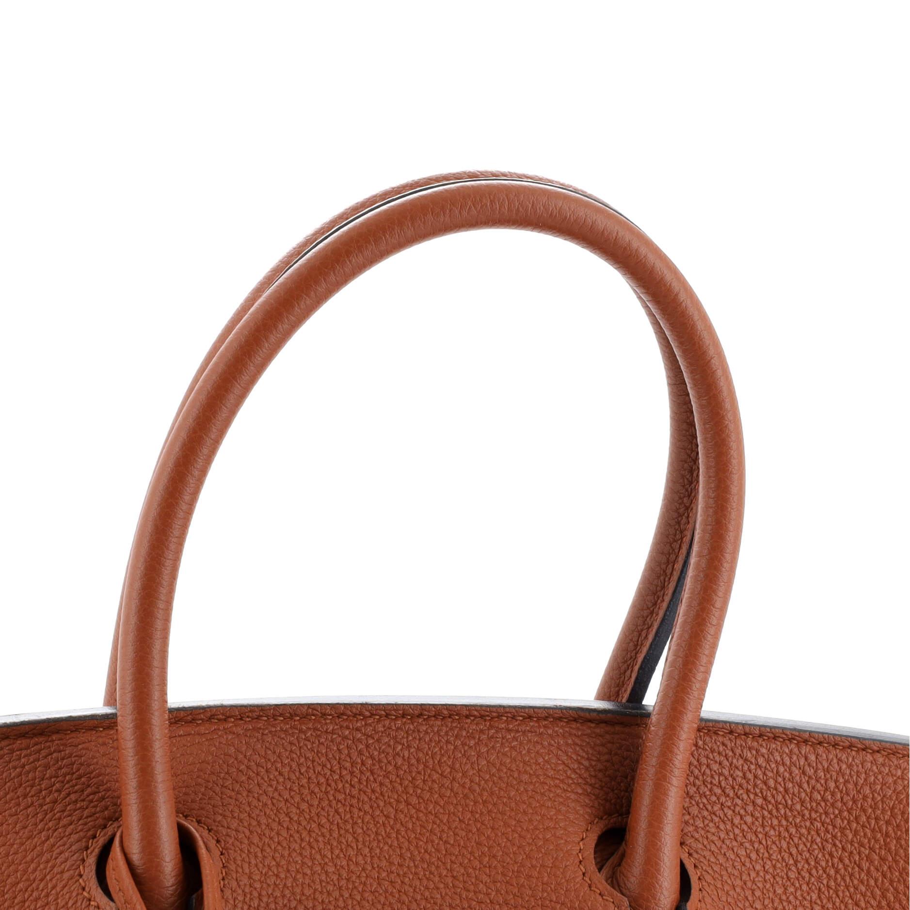 Hermes Birkin Handbag Cuivre Togo with Palladium Hardware 30 For Sale 7