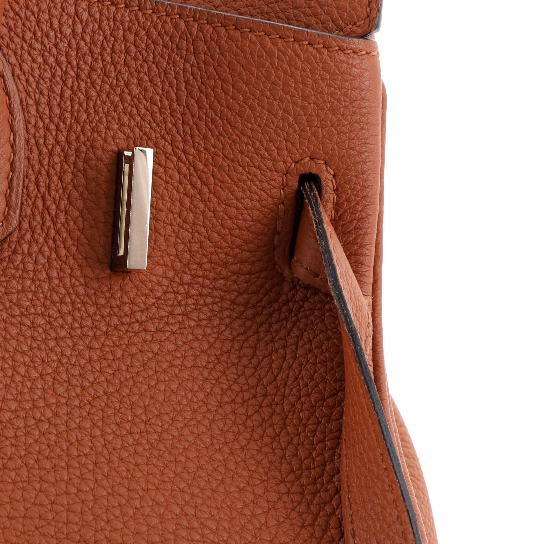 Hermes Birkin Handbag Cuivre Togo with Palladium Hardware 30 For Sale 10