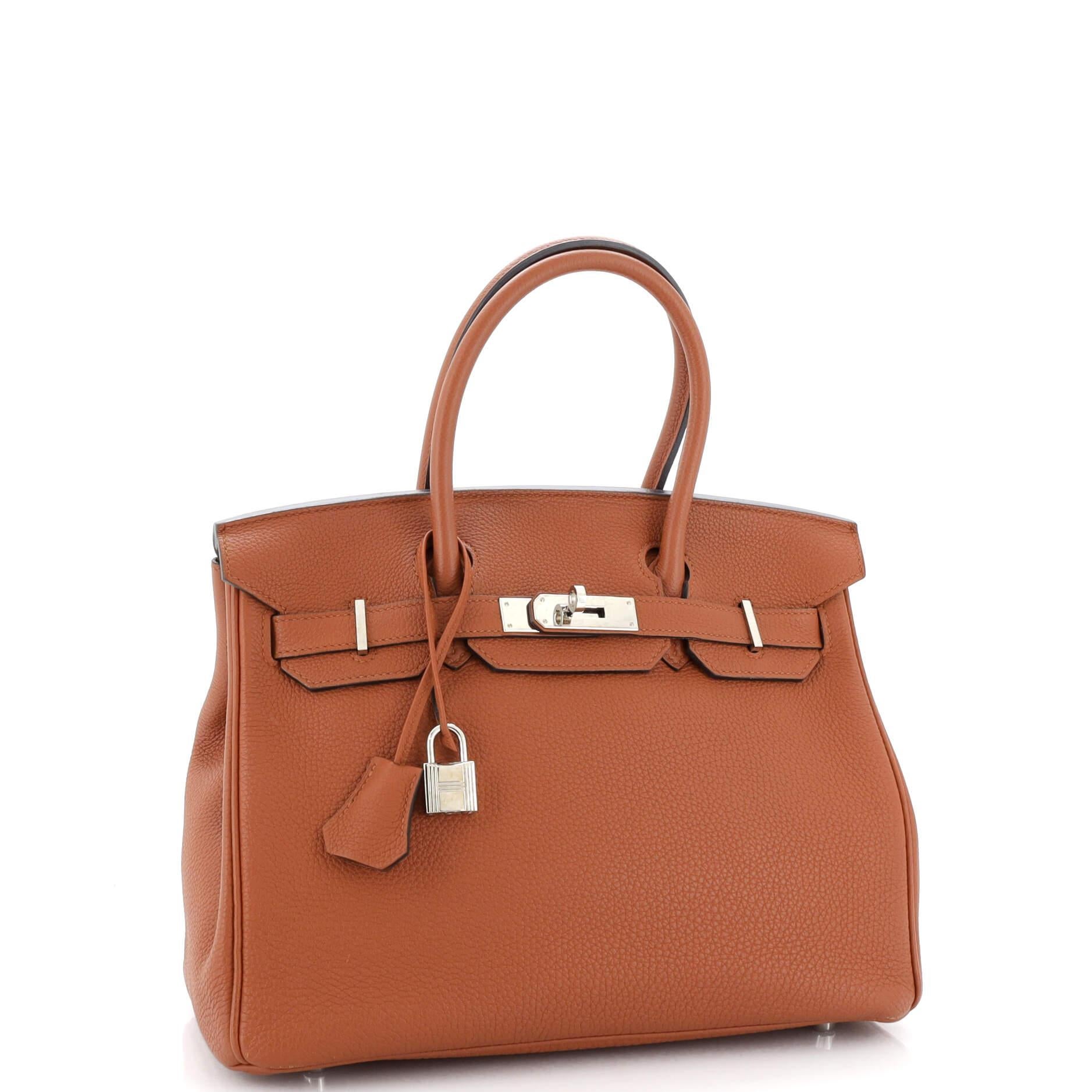 Hermes Birkin Handbag Cuivre Togo with Palladium Hardware 30 In Fair Condition For Sale In NY, NY