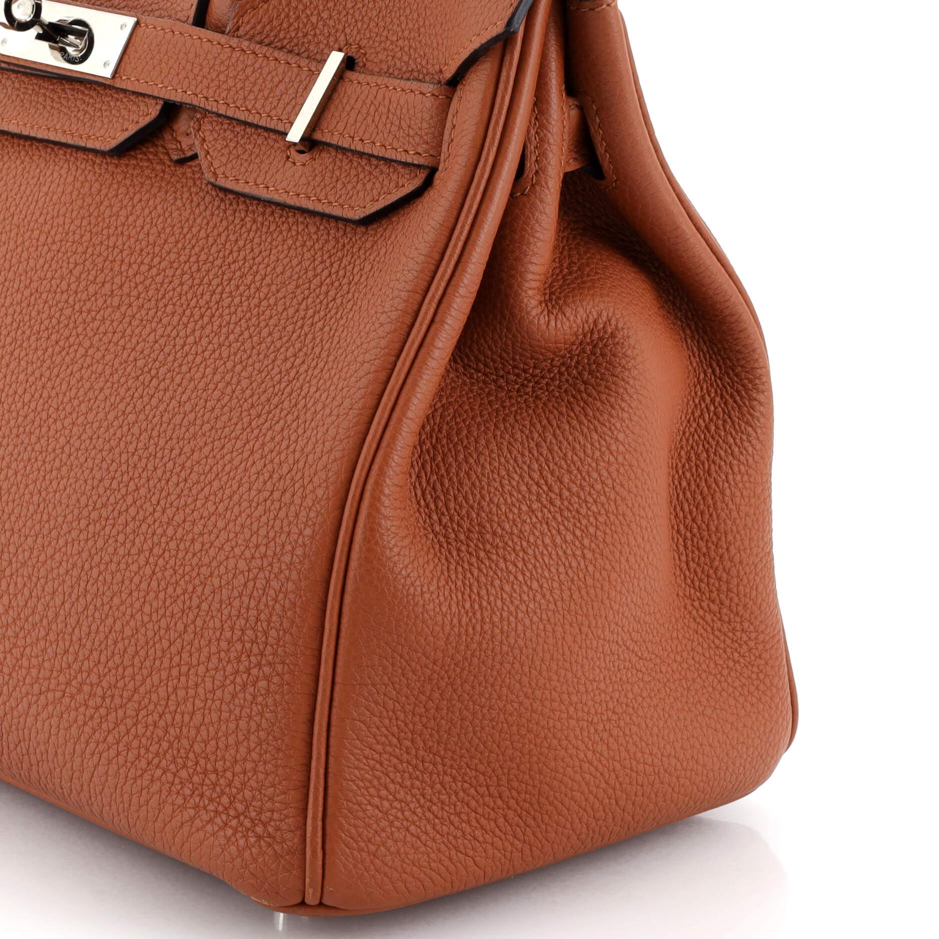 Hermes Birkin Handbag Cuivre Togo with Palladium Hardware 30 For Sale 4