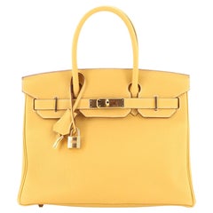 Hermes Birkin Handbag Curry Togo With Gold Hardware 30
