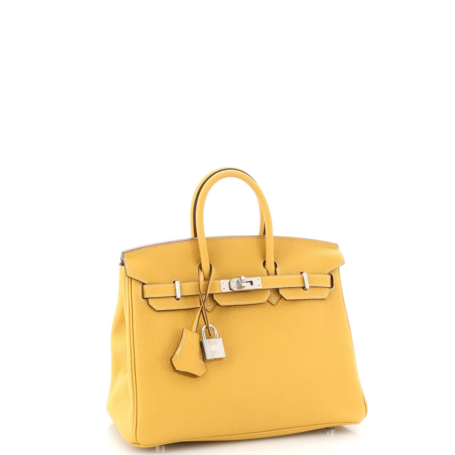 Hermes Birkin Handbag Curry Togo with Palladium Hardware 25 In Good Condition For Sale In NY, NY