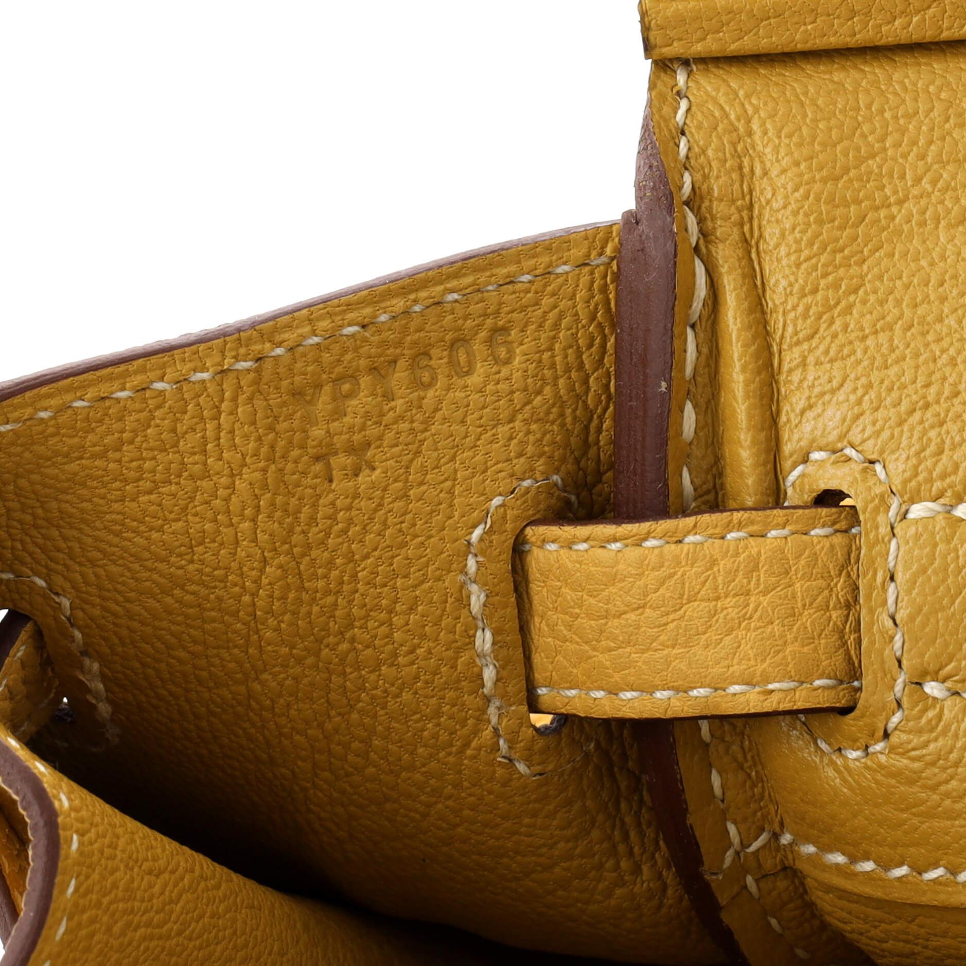 Hermes Birkin Handbag Curry Togo with Palladium Hardware 25 For Sale 4