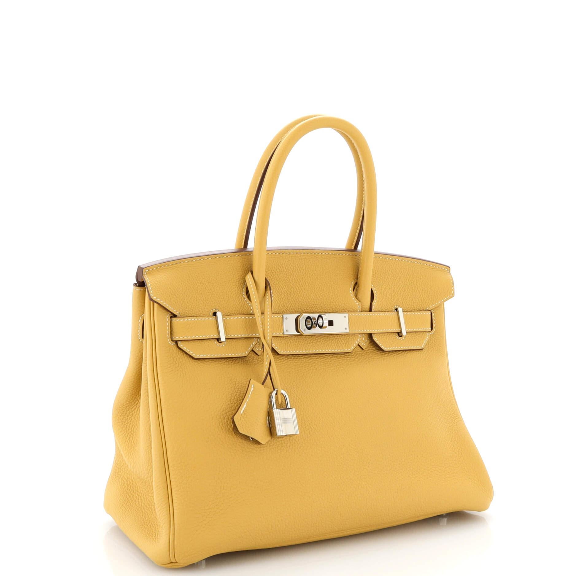 Hermes Birkin Handbag Curry Togo with Palladium Hardware 30 In Good Condition For Sale In NY, NY