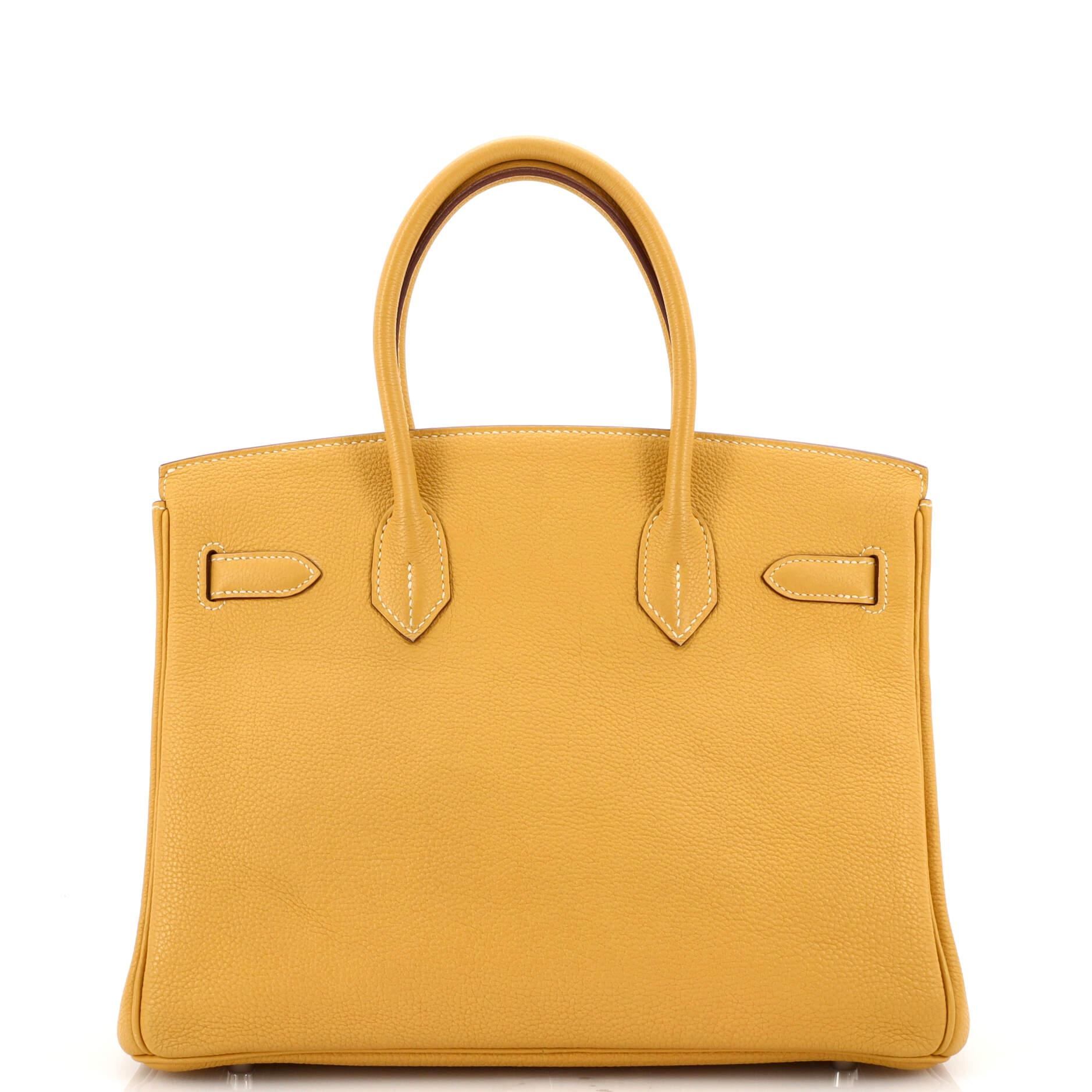 Hermes Birkin Handbag Curry Togo with Palladium Hardware 30 In Fair Condition In NY, NY