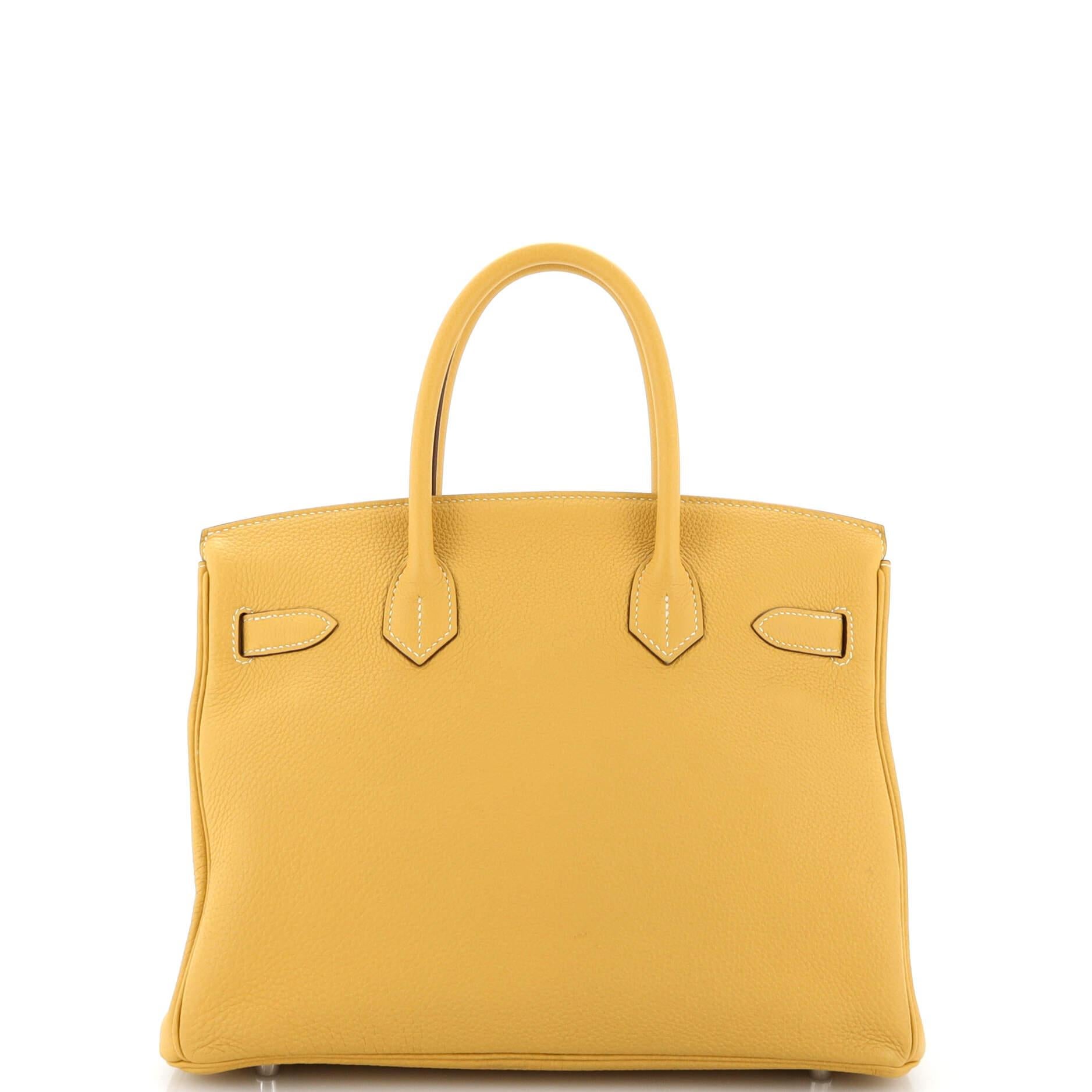 Women's or Men's Hermes Birkin Handbag Curry Togo with Palladium Hardware 30 For Sale