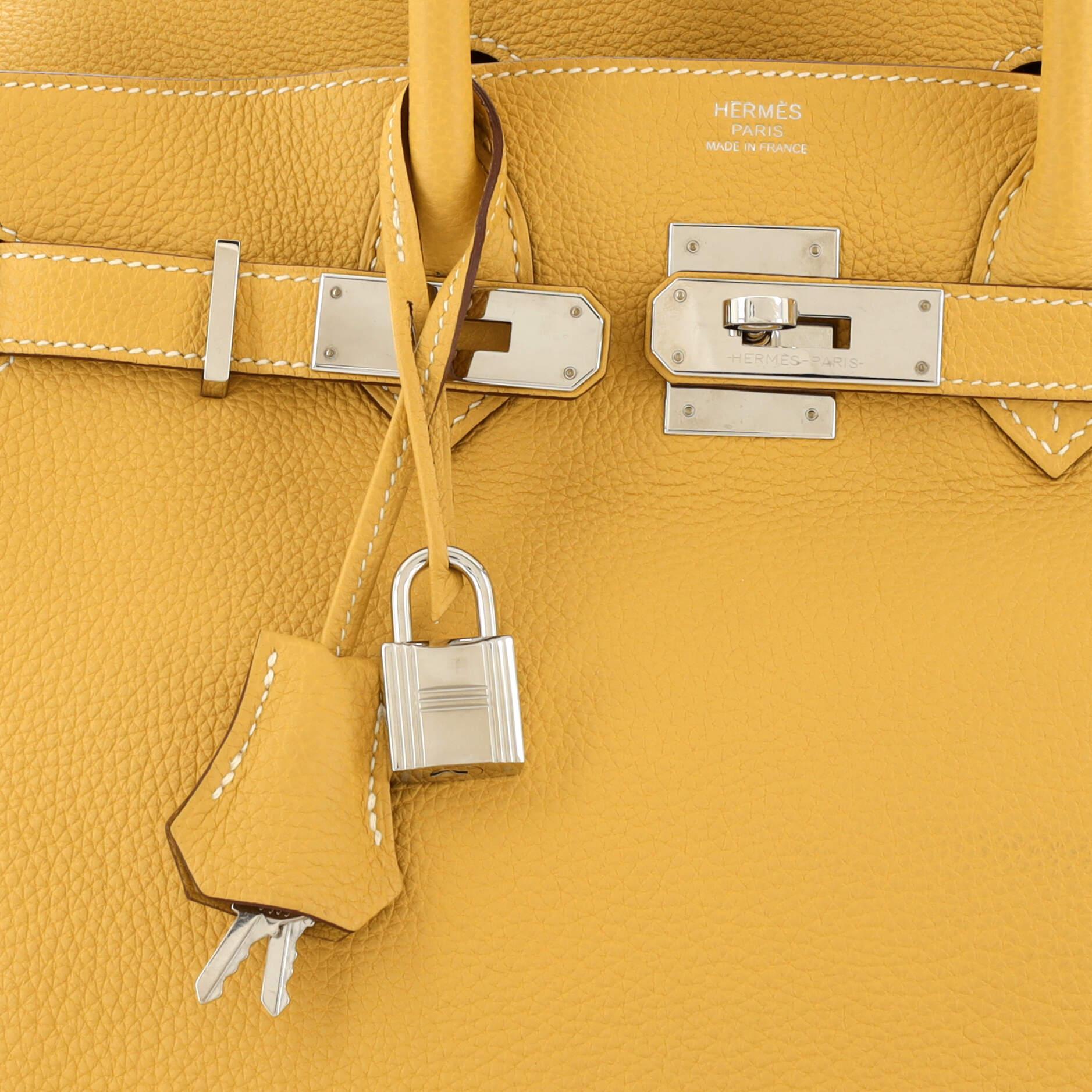 Hermes Birkin Handbag Curry Togo with Palladium Hardware 30 For Sale 3