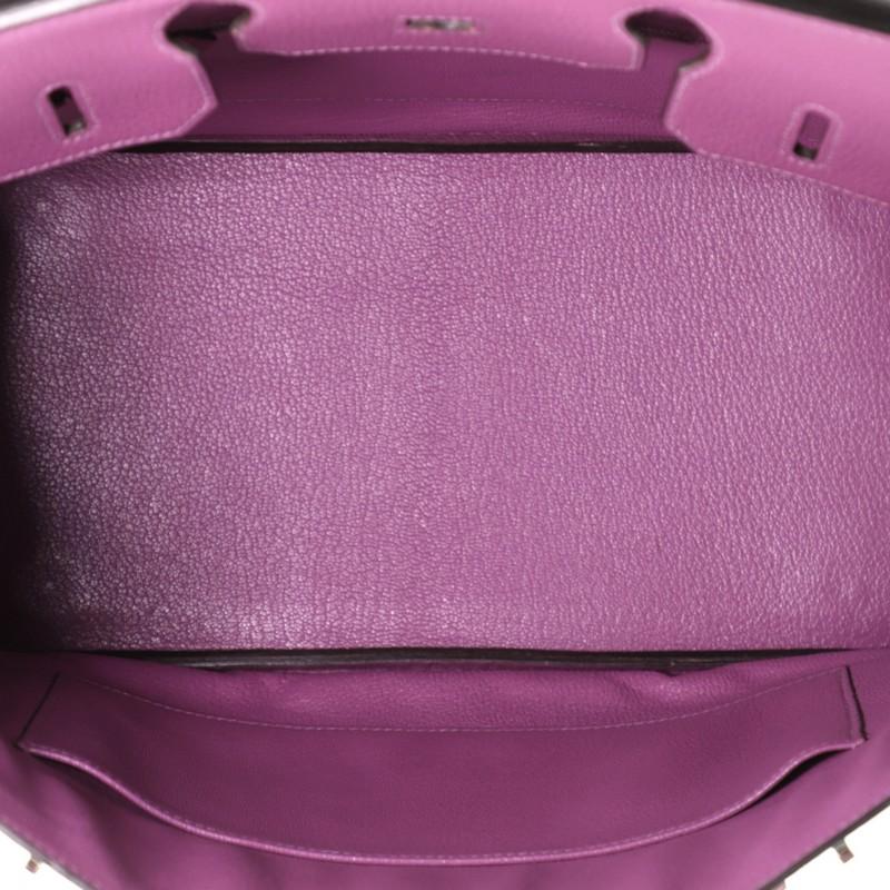 Hermes Birkin Handbag Cyclamen Chevre de Coromandel with Palladium Hardware 30 In Good Condition In NY, NY