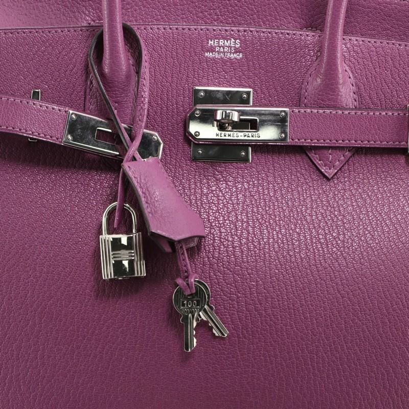 Women's or Men's Hermes Birkin Handbag Cyclamen Chevre de Coromandel with Palladium Hardware 30