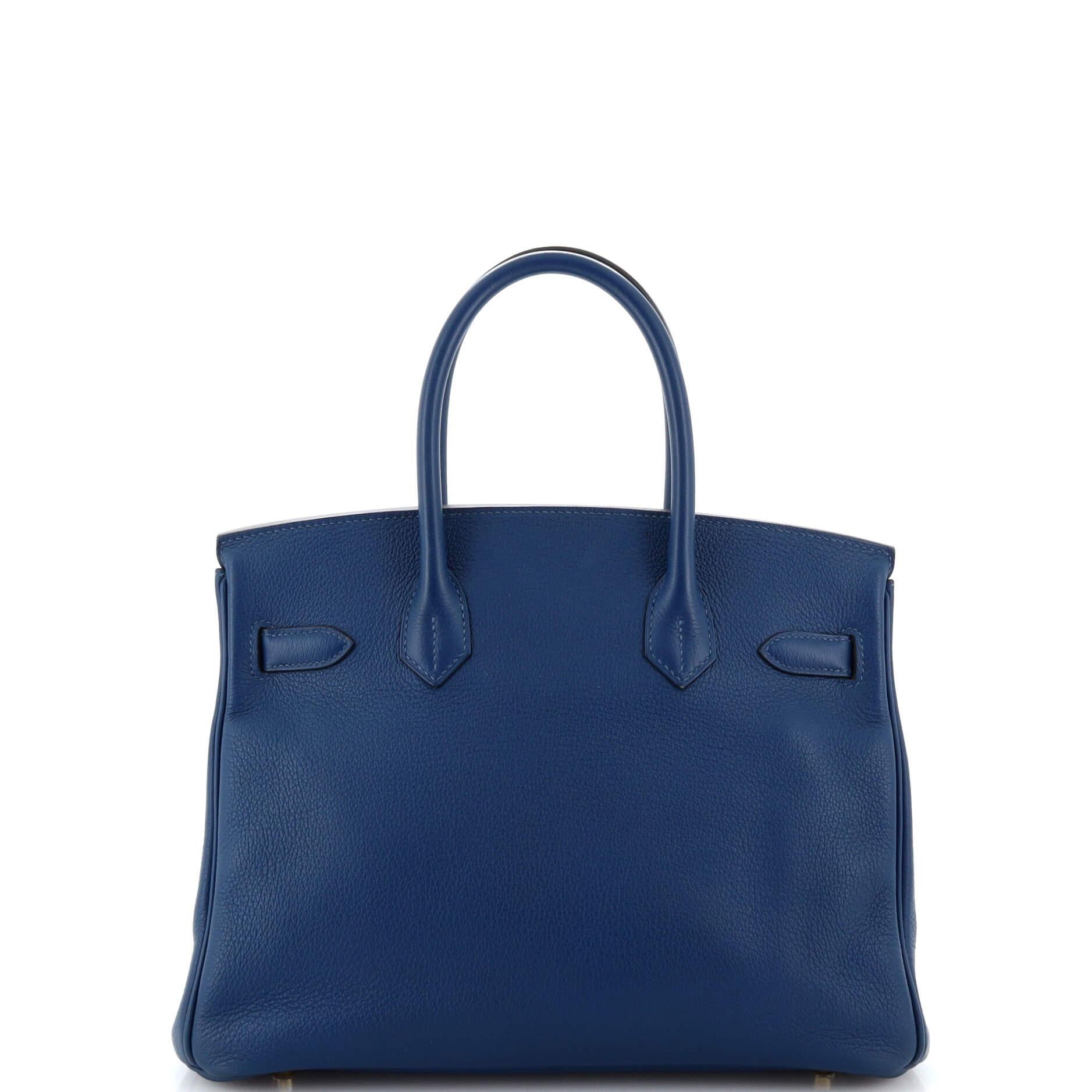 Hermes Birkin Handbag Deep Blue Novillo with Gold Hardware 30 In Good Condition For Sale In NY, NY