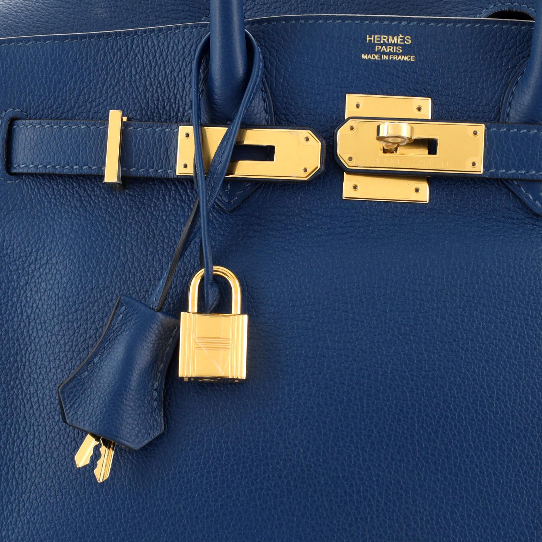 Hermes Birkin Handbag Deep Blue Novillo with Gold Hardware 30 For Sale 2