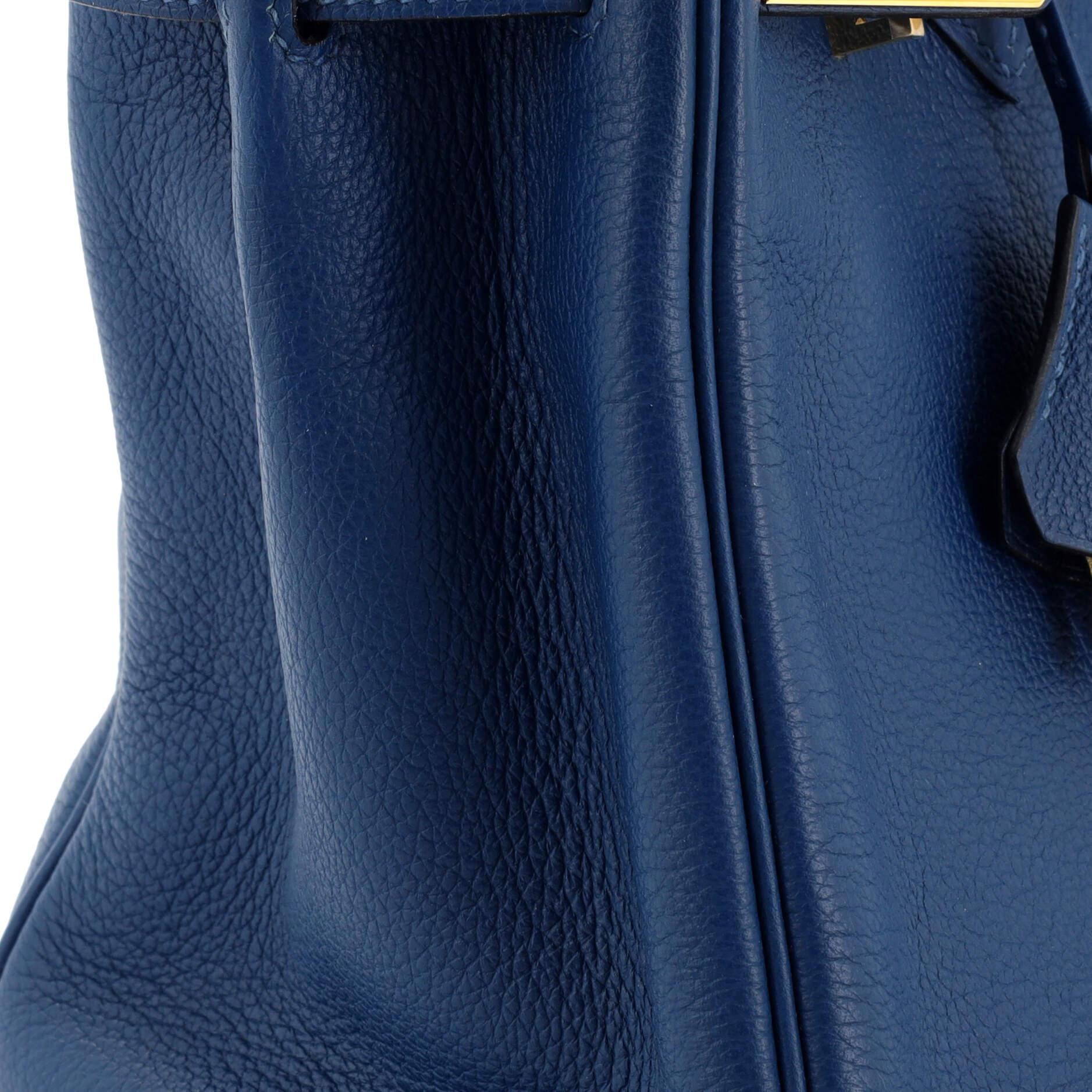Hermes Birkin Handbag Deep Blue Novillo with Gold Hardware 30 For Sale 3
