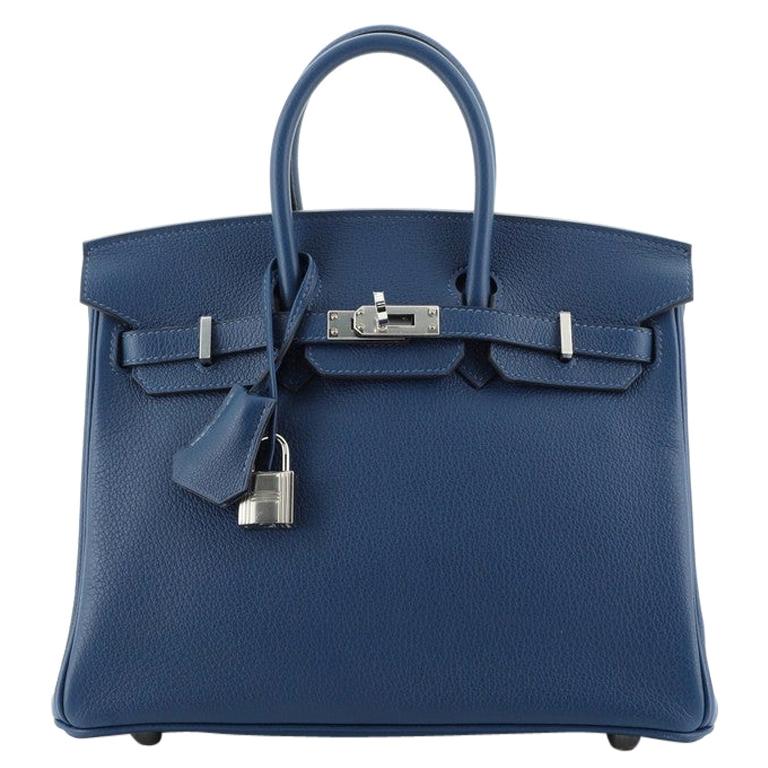 Hermes Birkin Handbag Deep Blue Novillo with Palladium Hardware 25