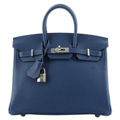 Hermes Birkin Handbag Deep Blue Novillo with Palladium Hardware 25