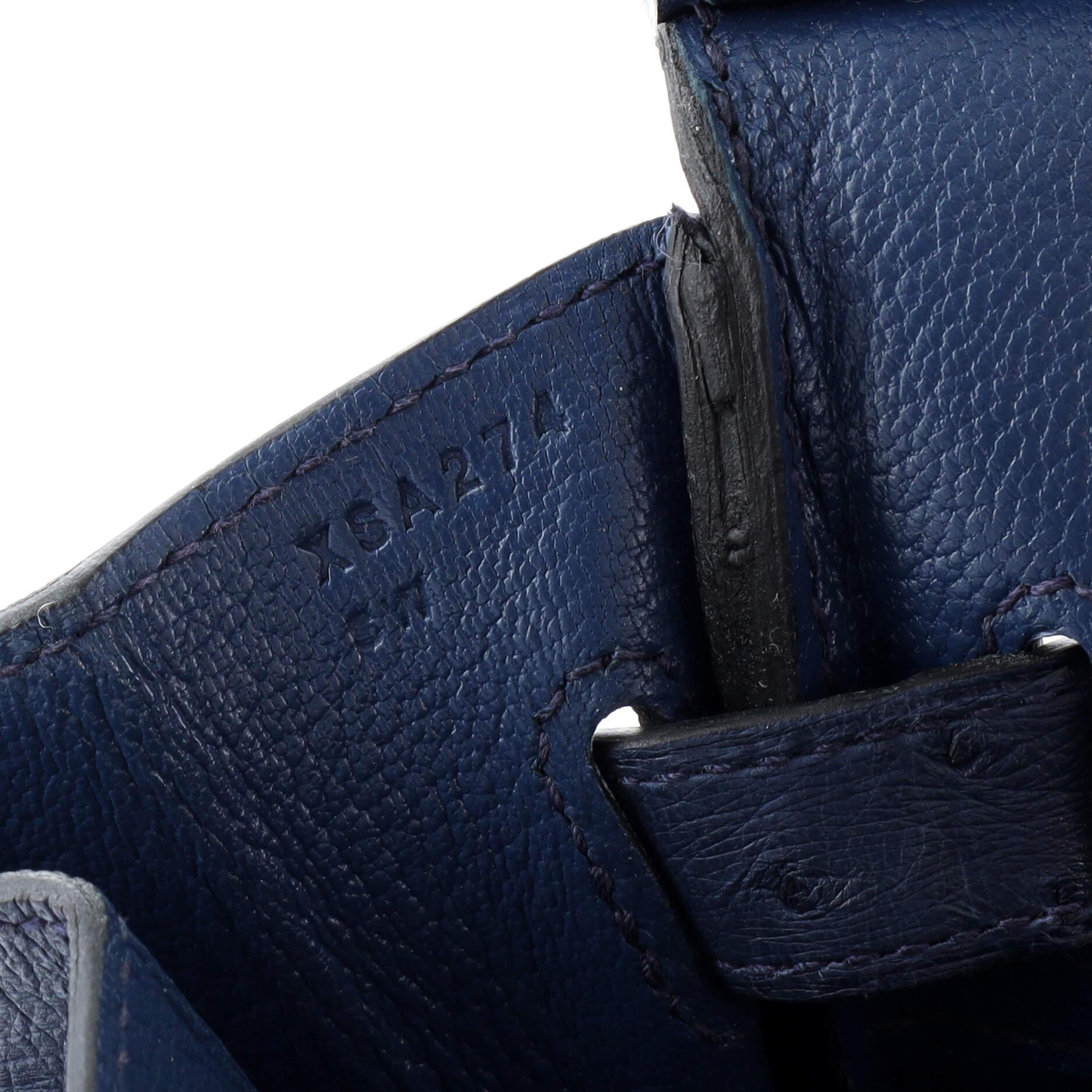 Hermes Birkin Handbag Deep Blue Ostrich with Gold Hardware 30 7