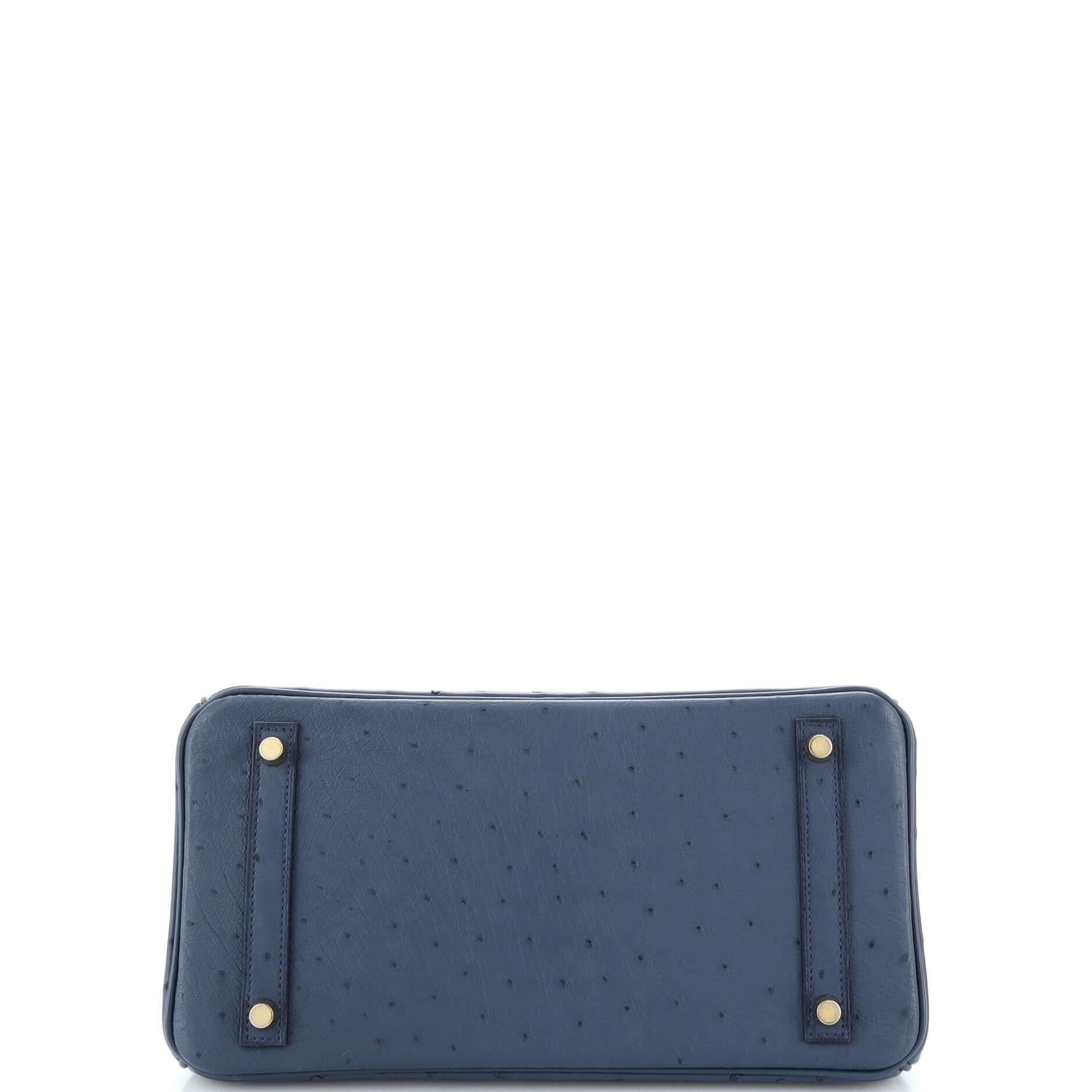 Women's or Men's Hermes Birkin Handbag Deep Blue Ostrich with Gold Hardware 30