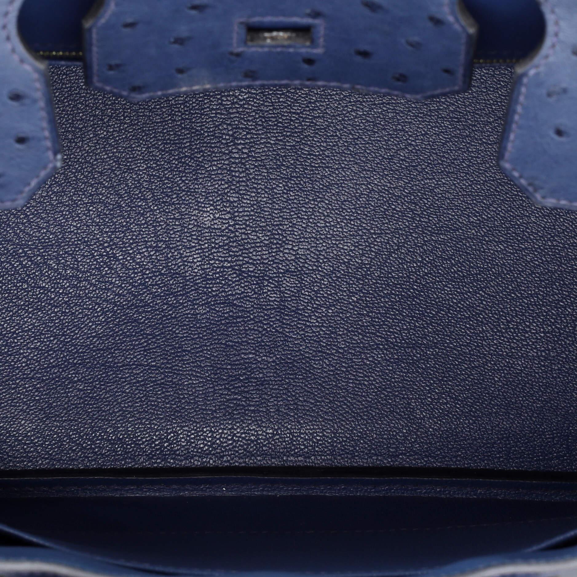 Hermes Birkin Handbag Deep Blue Ostrich with Gold Hardware 30 1