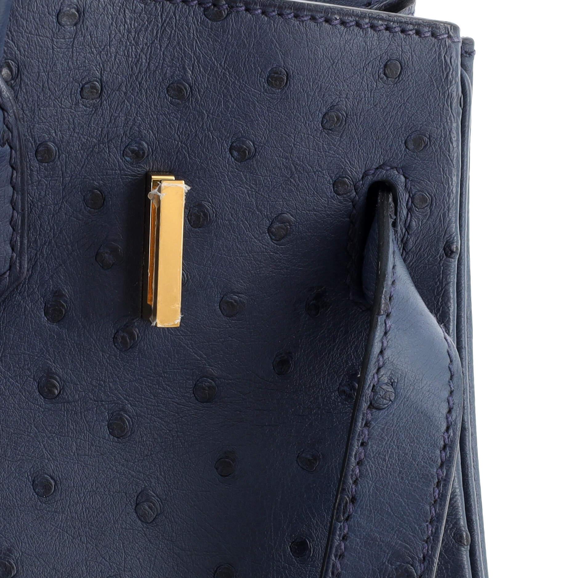 Hermes Birkin Handbag Deep Blue Ostrich with Gold Hardware 30 4