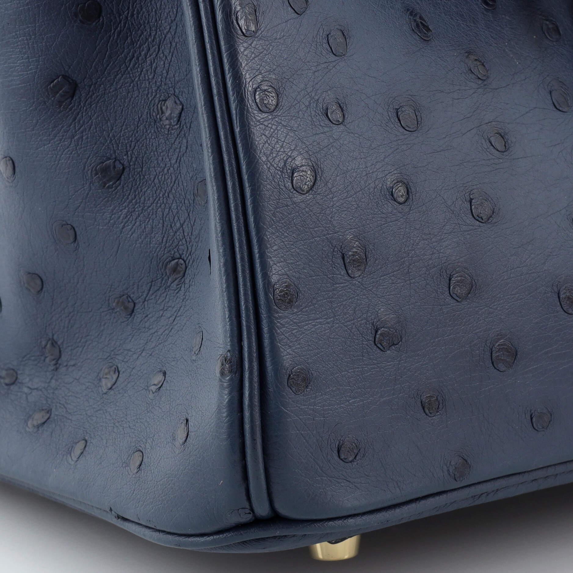 Hermes Birkin Handbag Deep Blue Ostrich with Gold Hardware 30 5