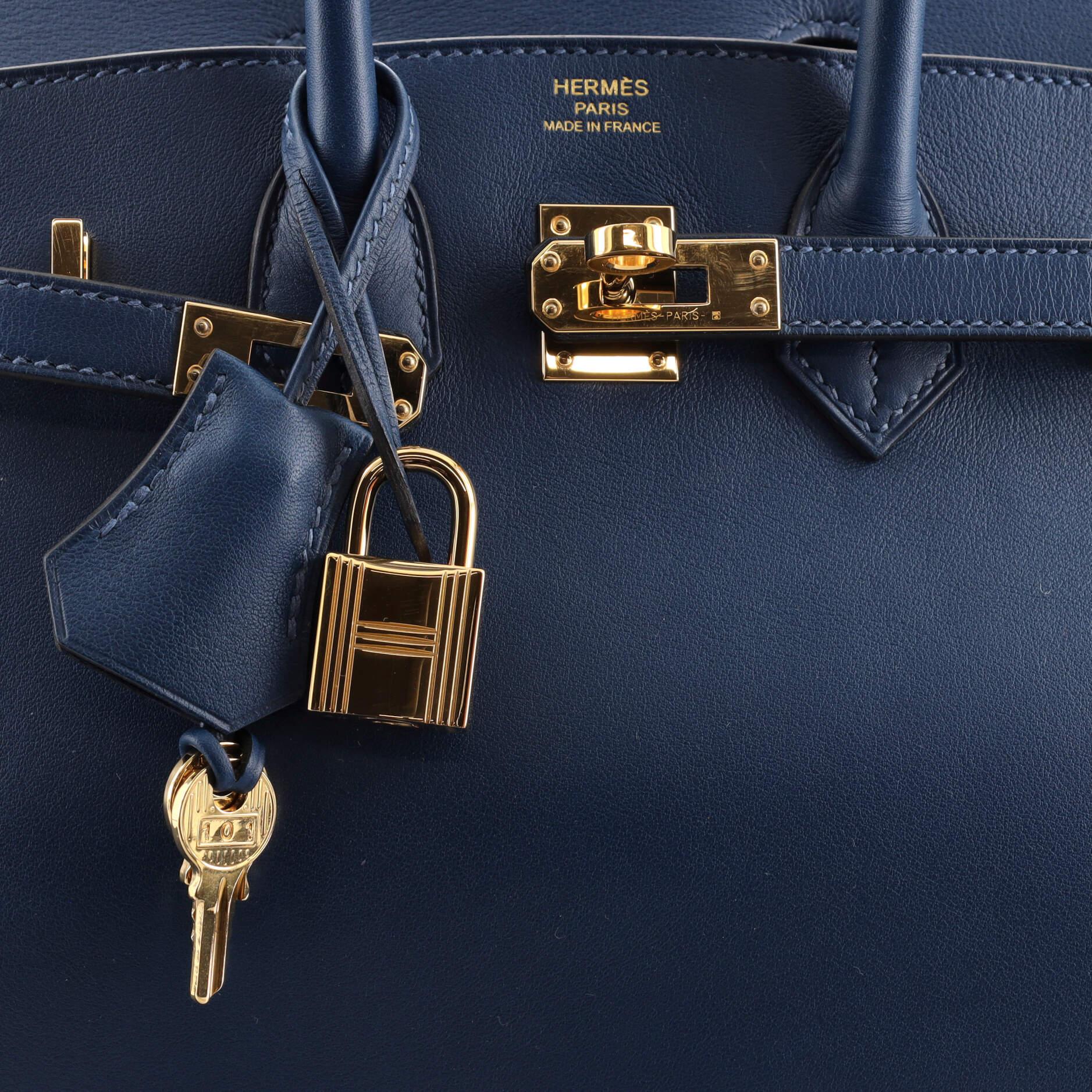 Hermes Birkin Handbag Deep Blue Swift with Gold Hardware 25 2