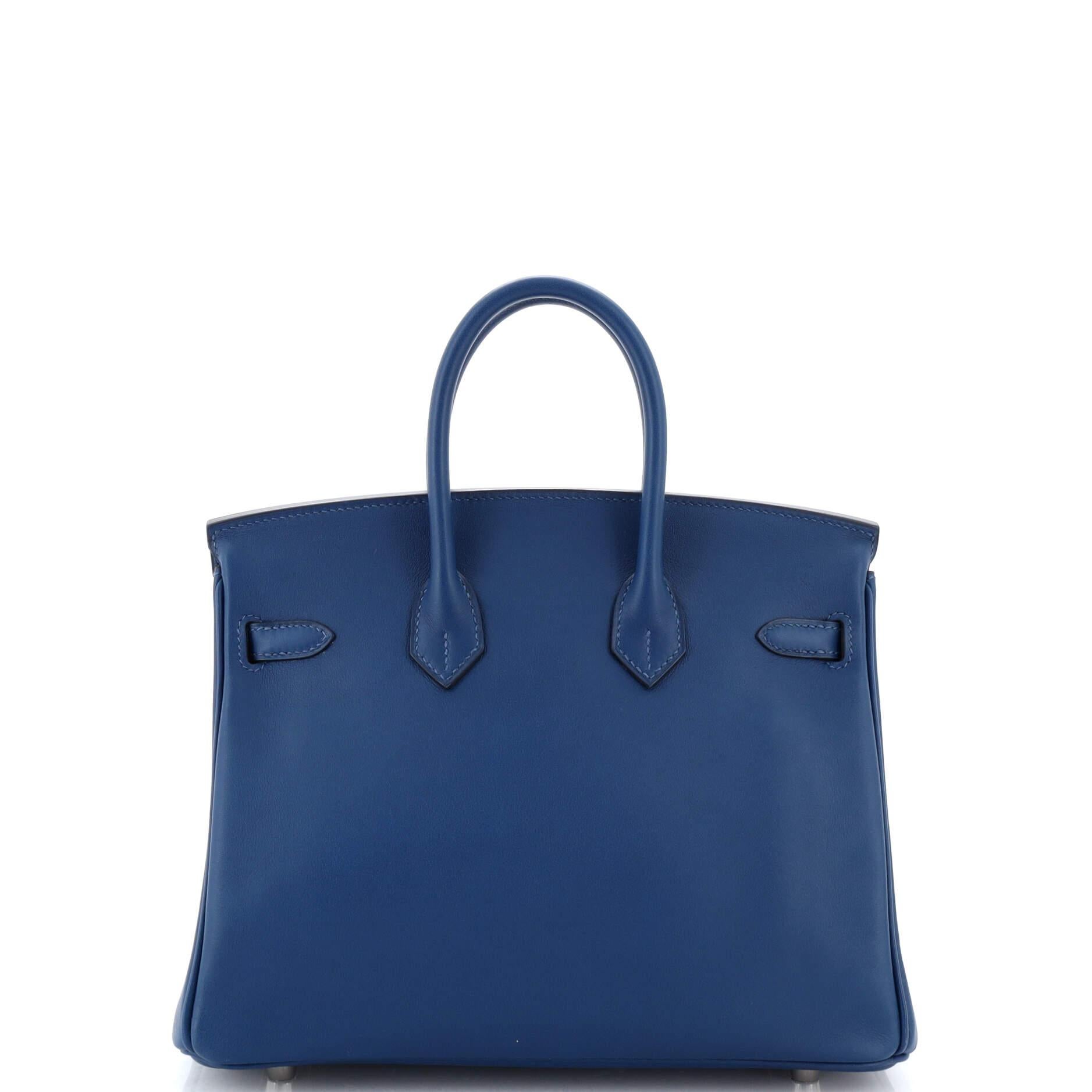 Women's or Men's Hermes Birkin Handbag Deep Blue Swift with Palladium Hardware 25