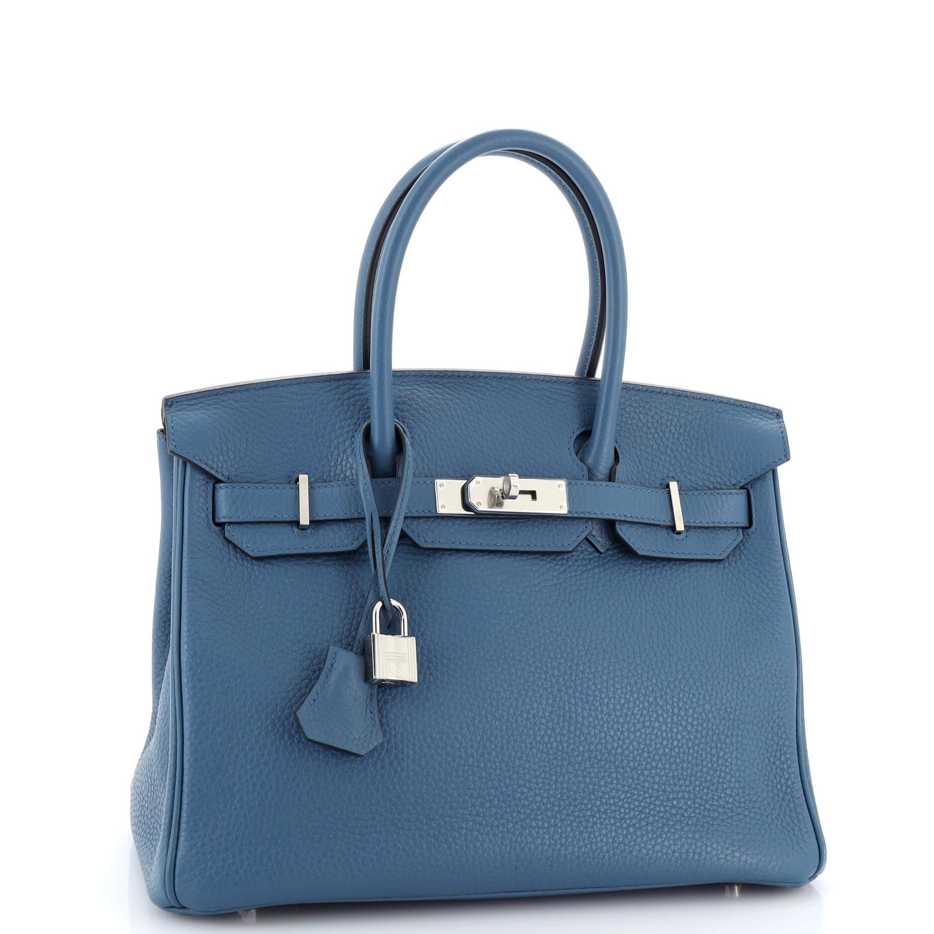 Hermes Birkin Handbag Deep Blue Togo with Palladium Hardware 30 In Good Condition In NY, NY