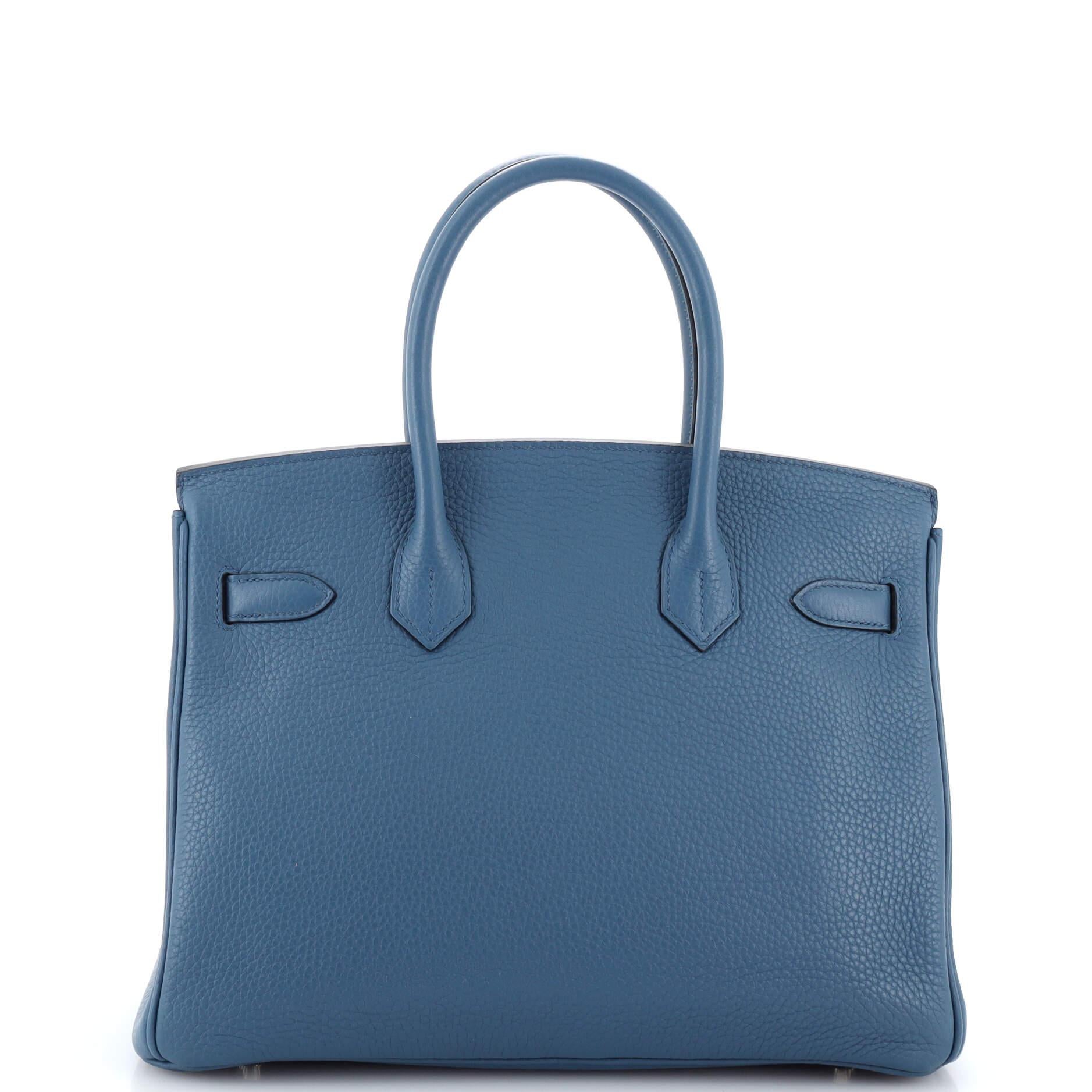 Women's Hermes Birkin Handbag Deep Blue Togo with Palladium Hardware 30