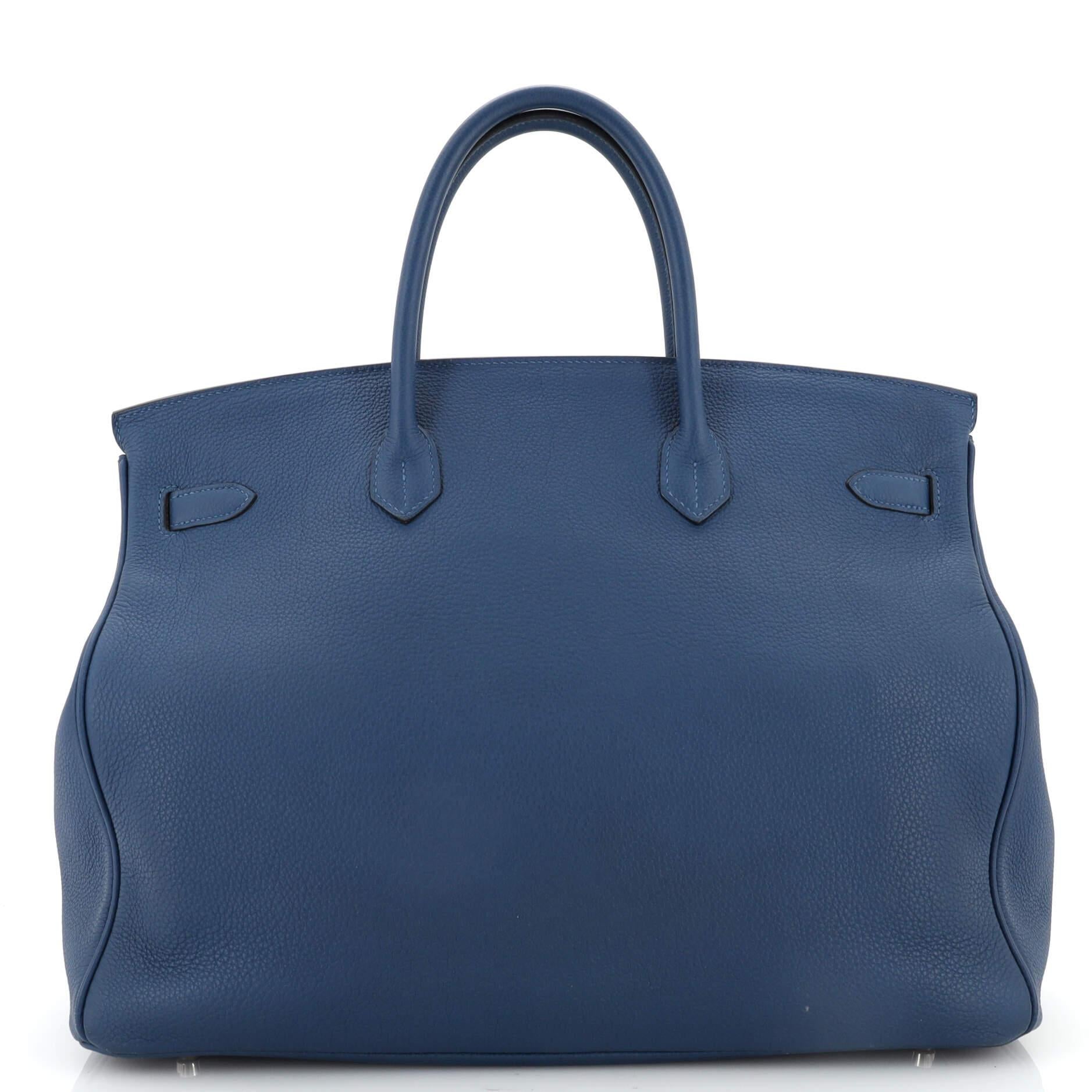 Hermes Birkin Handbag Deep Blue Togo with Palladium Hardware 40 In Good Condition For Sale In NY, NY