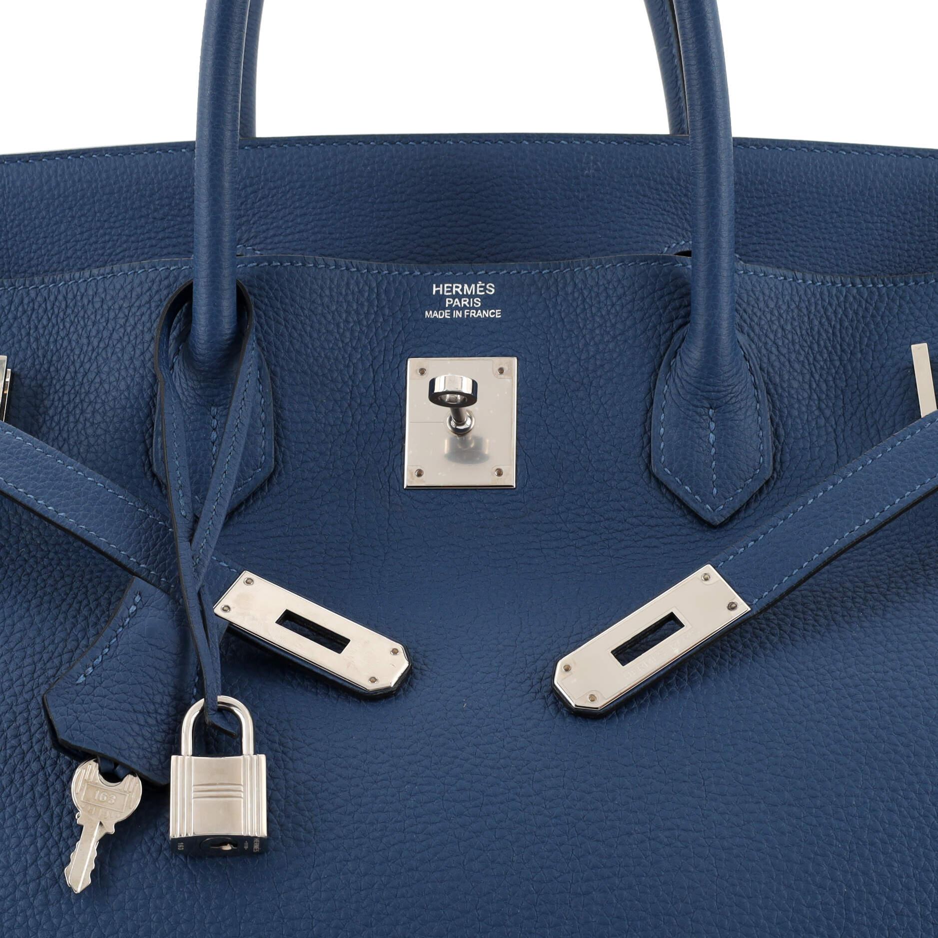 Hermes Birkin Handbag Deep Blue Togo with Palladium Hardware 40 For Sale 2
