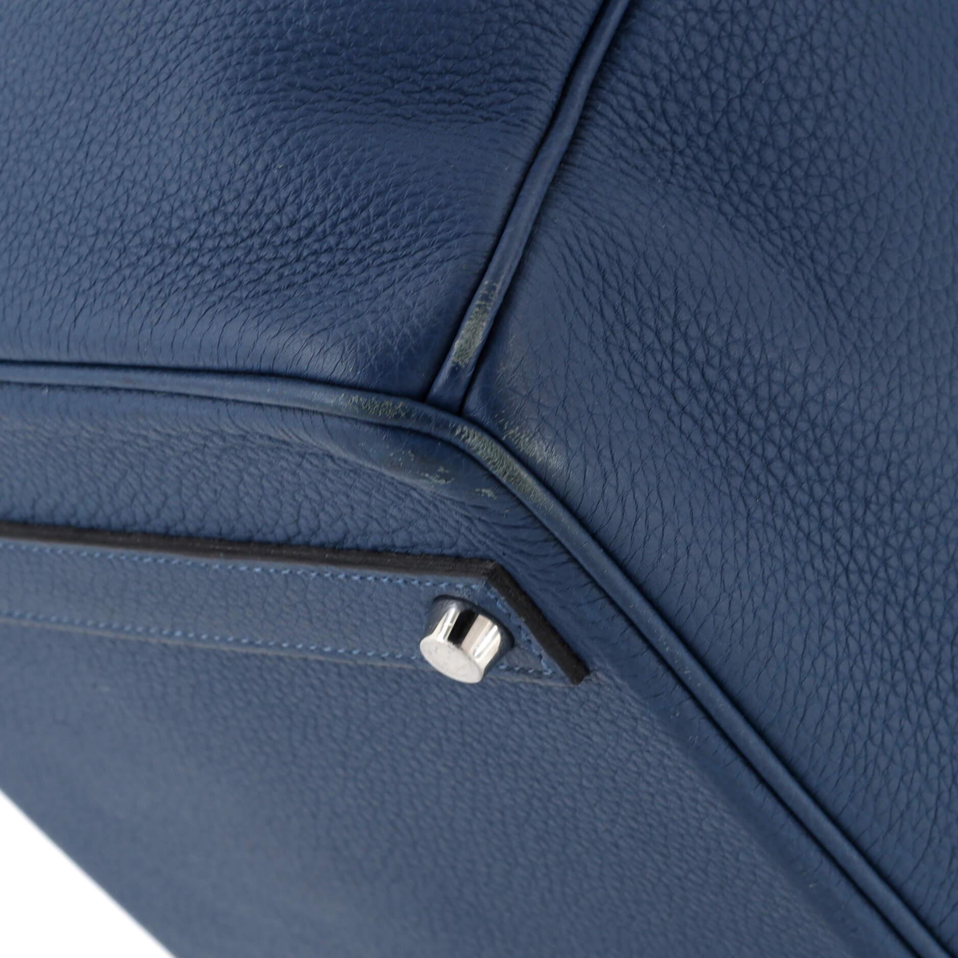 Hermes Birkin Handbag Deep Blue Togo with Palladium Hardware 40 For Sale 3