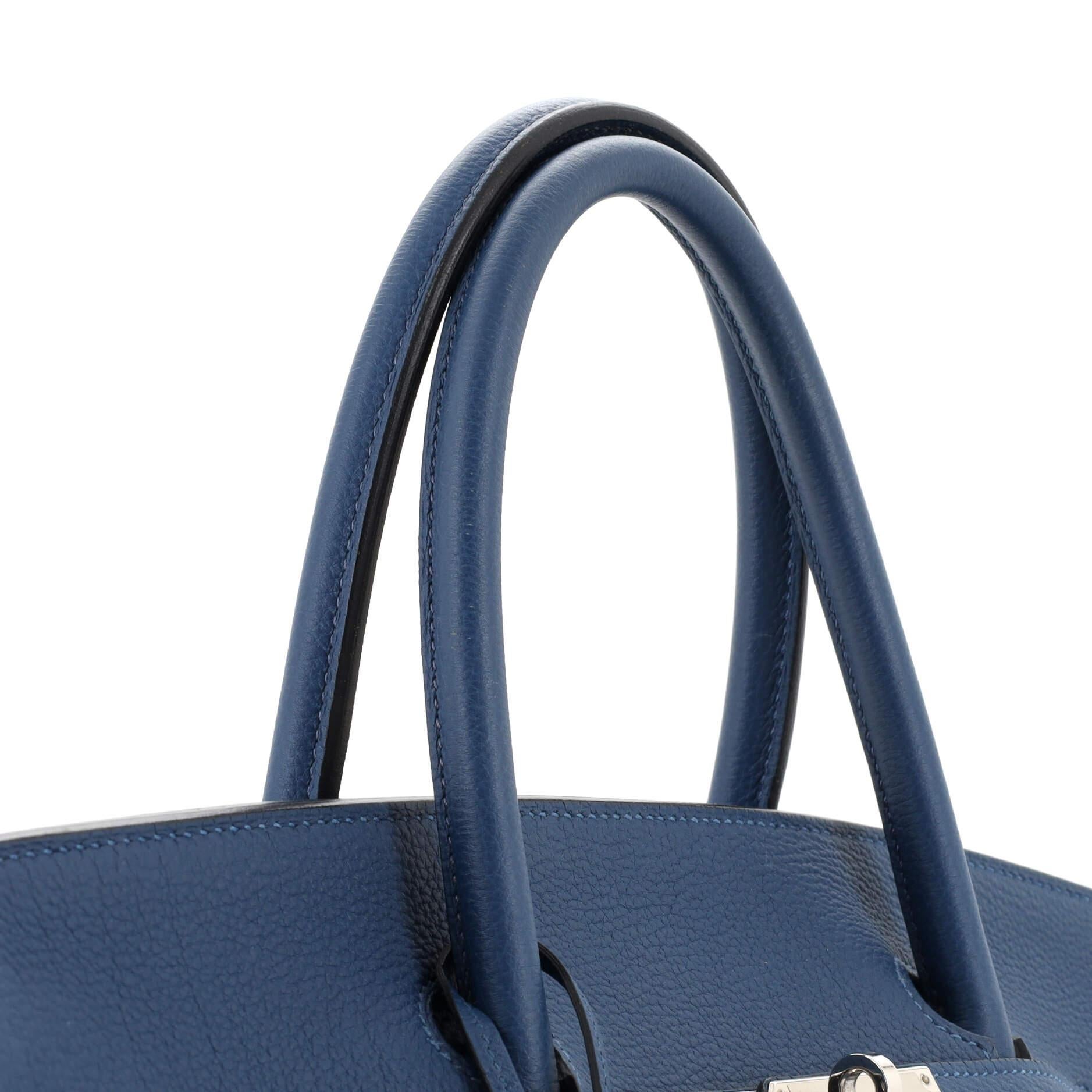 Hermes Birkin Handbag Deep Blue Togo with Palladium Hardware 40 For Sale 4