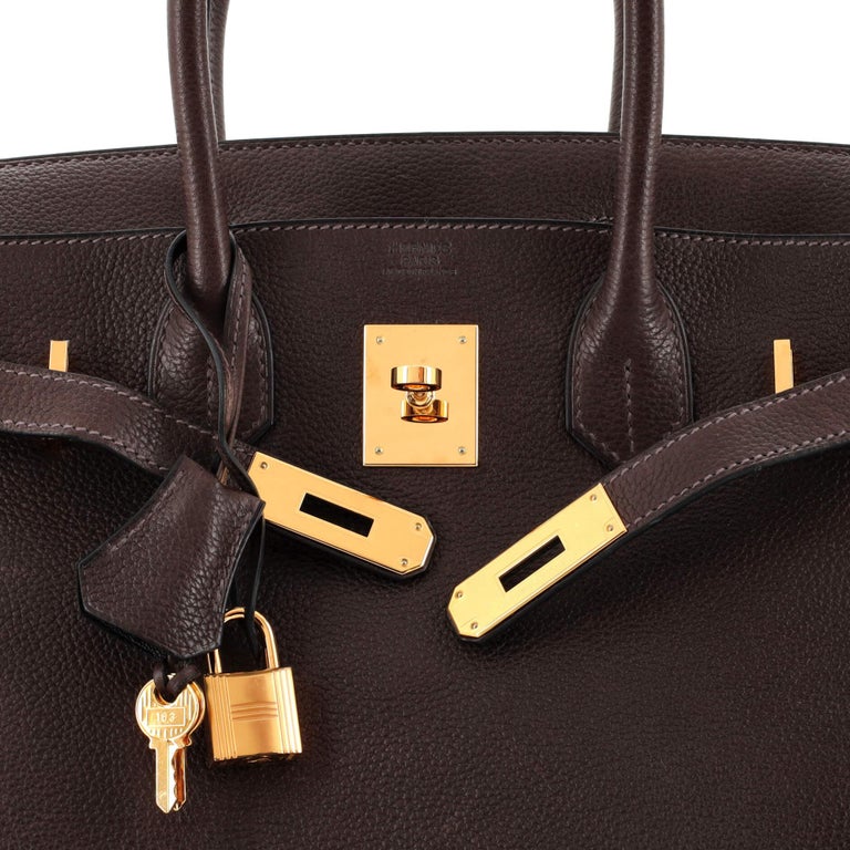 Hermes Birkin Handbag Ebene Barenia Faubourg with Gold Hardware 30