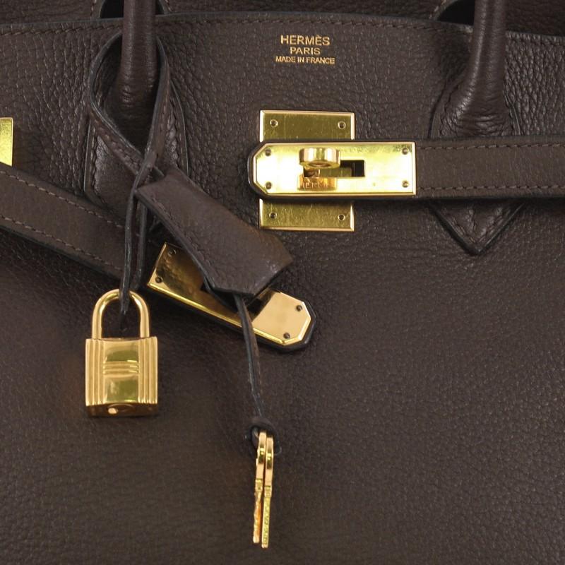 Hermes Birkin Handbag Ebene Clemence with Gold Hardware 30 5
