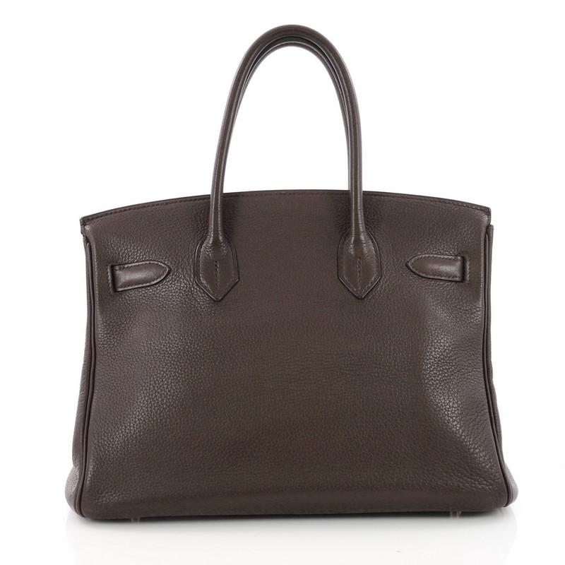 Hermes Birkin Handbag Ebene Clemence with Gold Hardware 30 In Good Condition In NY, NY