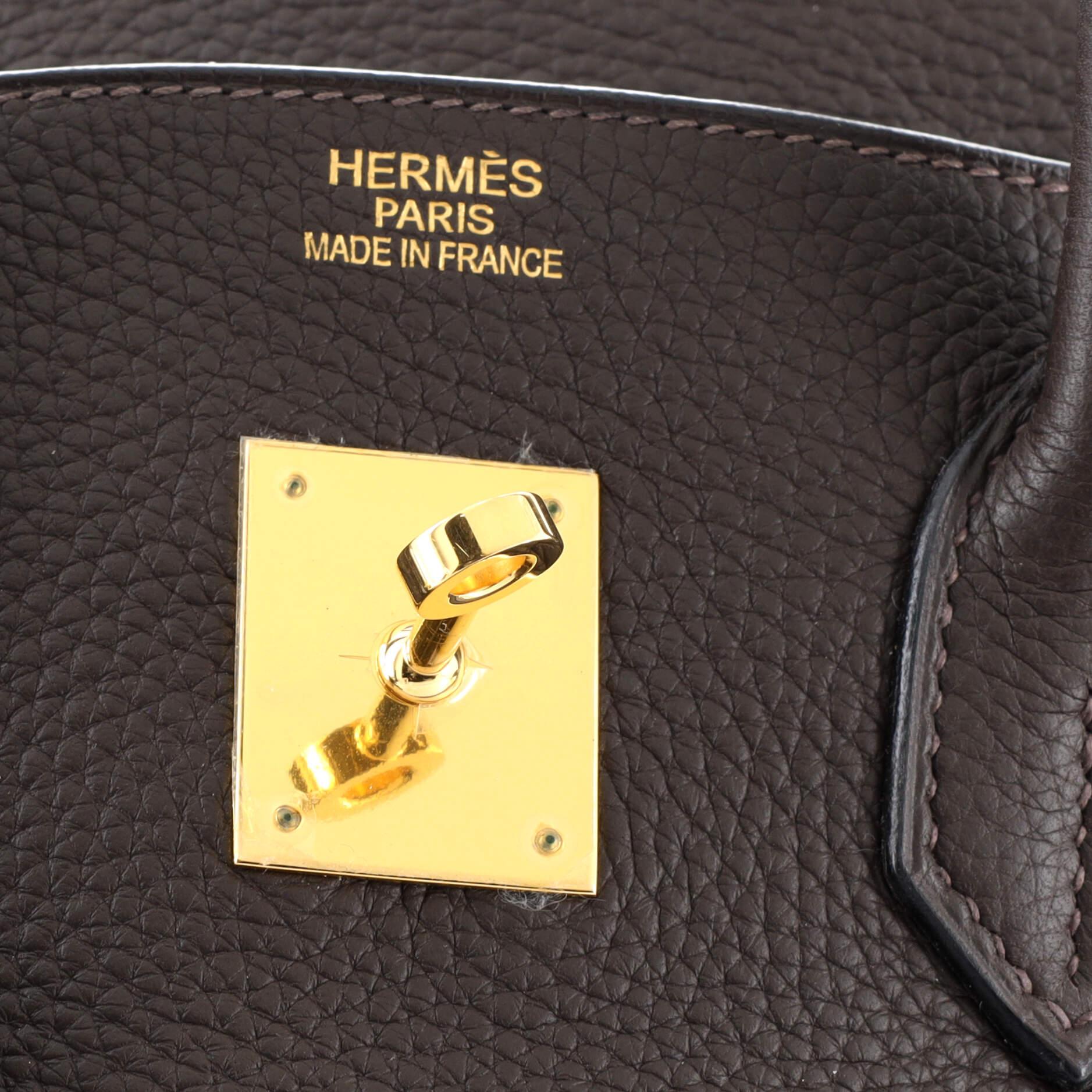 Hermes Birkin Handbag Ebene Clemence with Gold Hardware 35 4