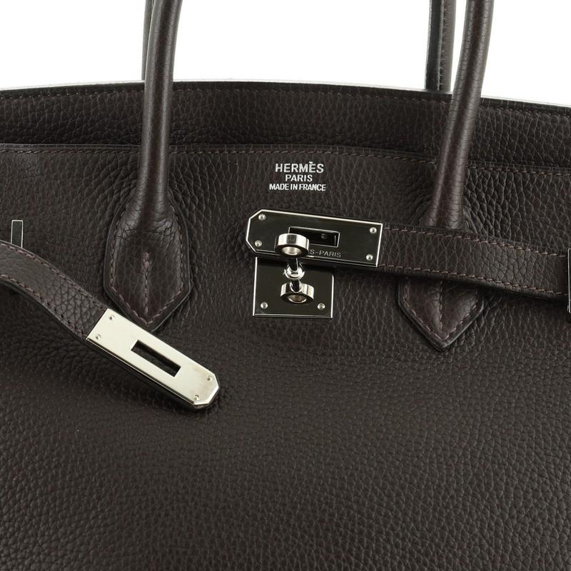 Hermes Birkin Handbag Ebene Clemence With Palladium Hardware 35  1